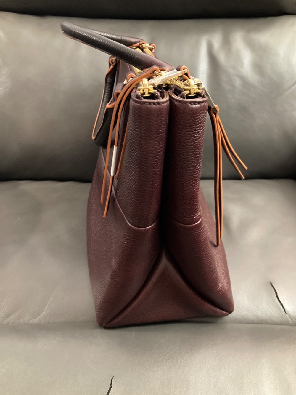 Coach Burgundy and Tan Leather Crossbody Satchel - Picture 3 of 14